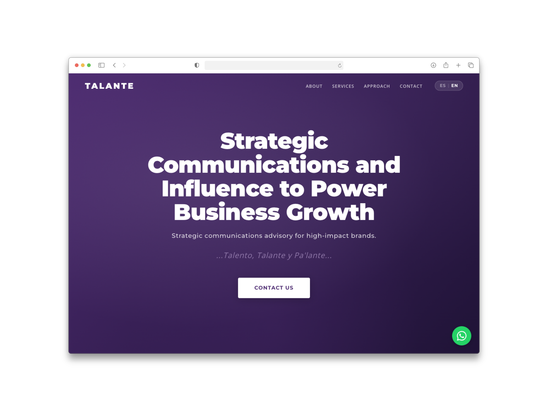 Talante website - example of client work